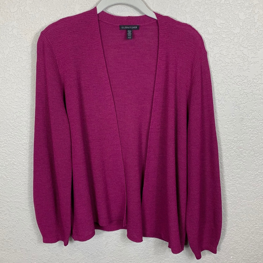 EILEEN FISHER Merino Wool Open Cardigan Sweater M